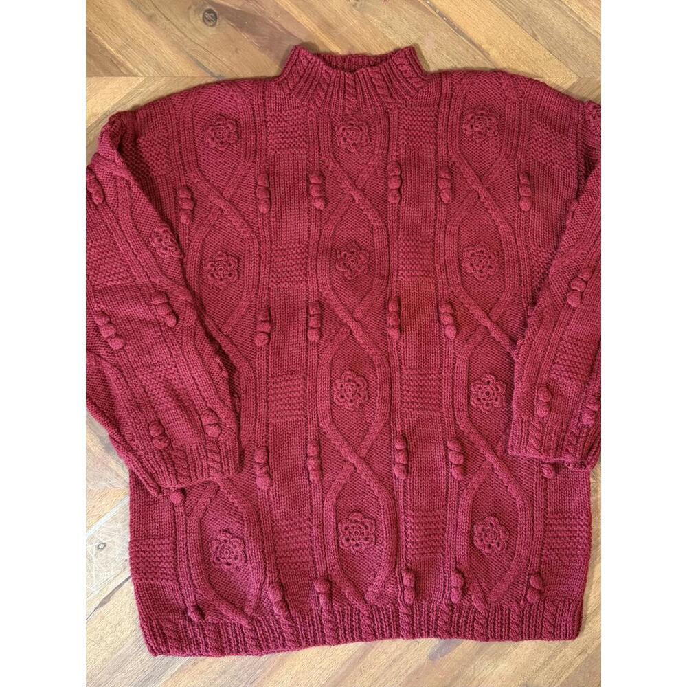 Vintage 90s Grandmacore 3D Knit Wool Sweater Northern Isles Knit Textured Jumper